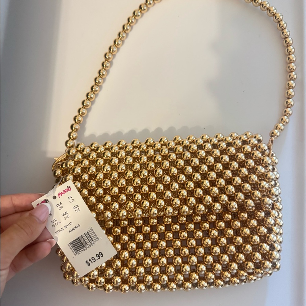 Gold Beaded Shoulder Bag NWT